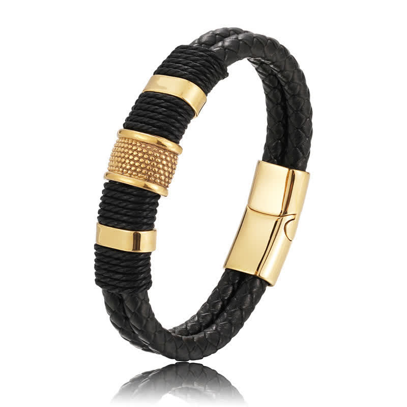 Buddha Stones Leather Hand-Woven Strength Double Layer Braided Bracelet - image 9