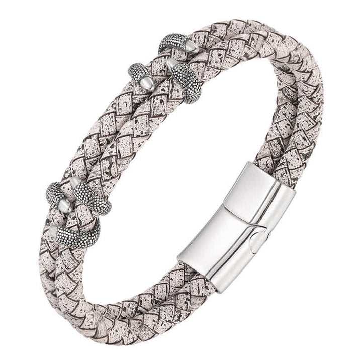 Buddha Stones Braided Leather Dragon Claw Strength Stainless Steel Bracelet - image 10