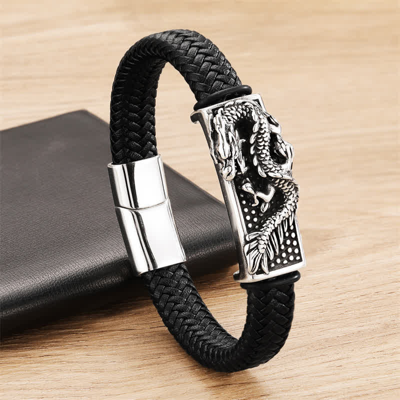 Buddha Stones Hand-Woven Dragon Strength Braided Stainless Steel Bracelet - image 1