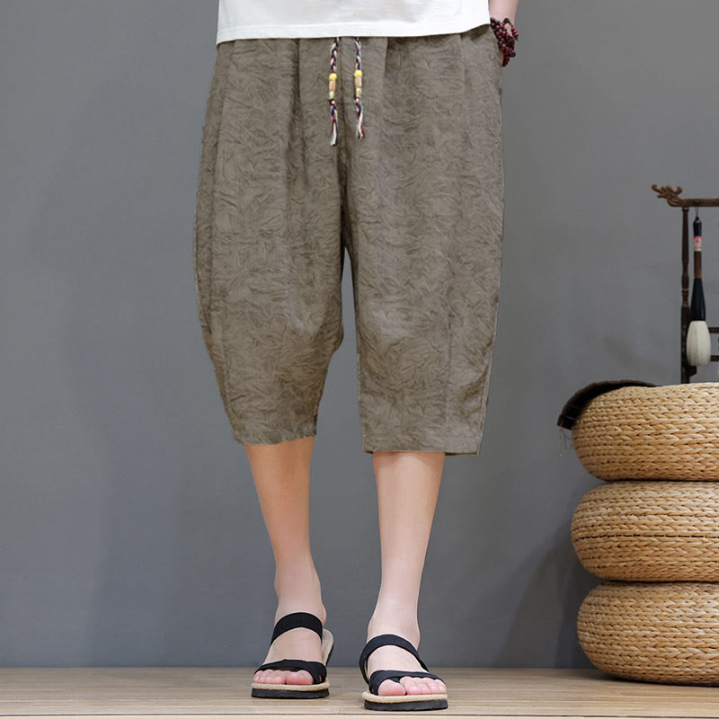 Buddha Stones Summer Casual Boho Drawstring Abstract Men's Shorts With Pocket - Tan - US/UK/AU48, EU58 (6XL) - image 0
