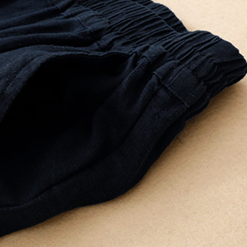 Buddha Stones Summer Casual Hollow Embroidery Hem Solid Ankle Pants Women's Harem Pants With Pocket - image 5