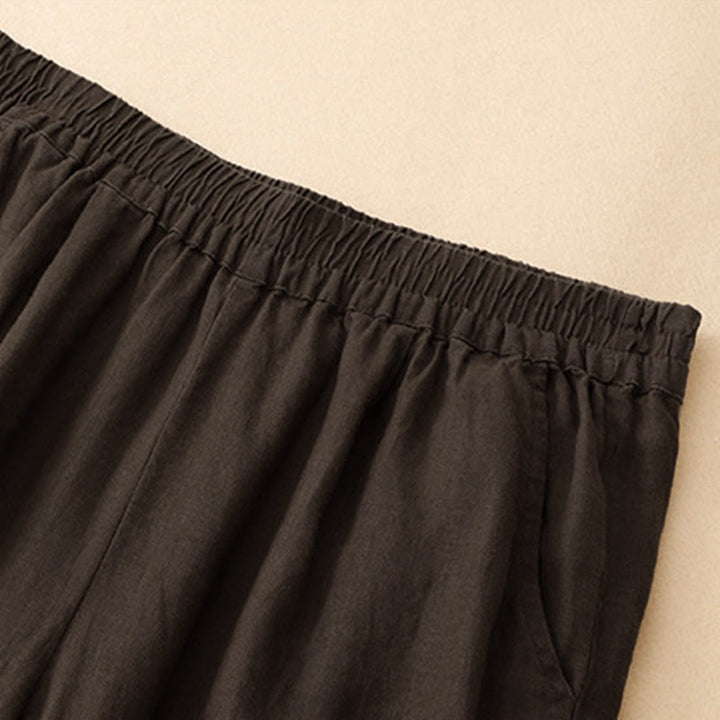 Buddha Stones Summer Casual Hollow Embroidery Hem Solid Ankle Pants Women's Harem Pants With Pocket - image 9