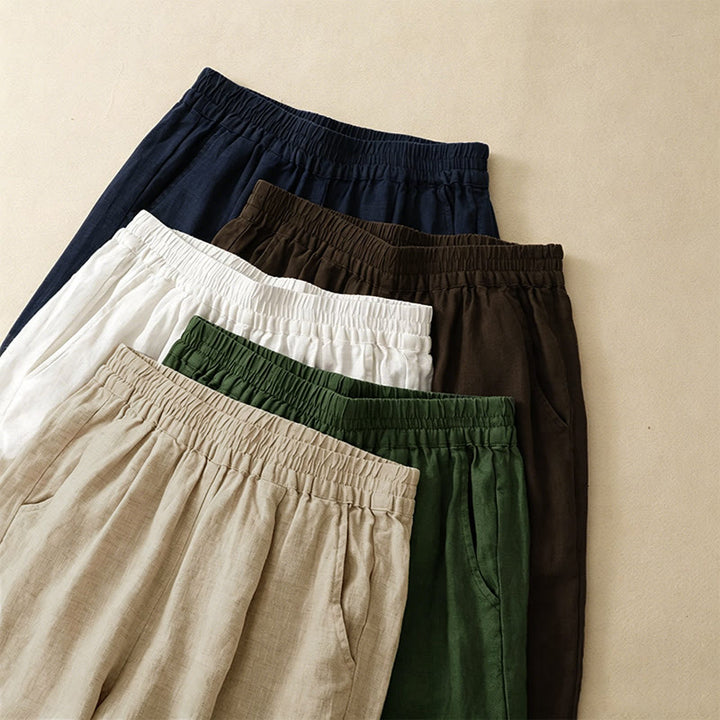 Buddha Stones Summer Casual Hollow Embroidery Hem Solid Ankle Pants Women's Harem Pants With Pocket - image 23