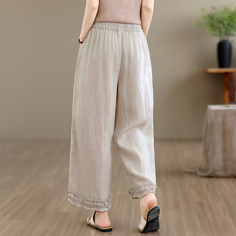 Buddha Stones Summer Casual Drawstring Solid Cropped Pants Women's Harem Pants With Pocket - image 4