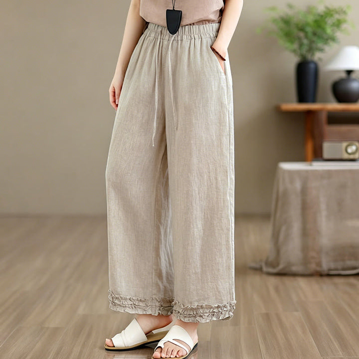 Buddha Stones Summer Casual Drawstring Solid Cropped Pants Women's Harem Pants With Pocket - image 2