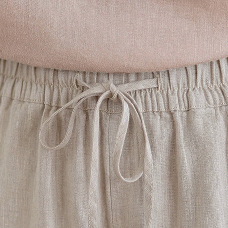 Buddha Stones Summer Casual Drawstring Solid Cropped Pants Women's Harem Pants With Pocket - image 7