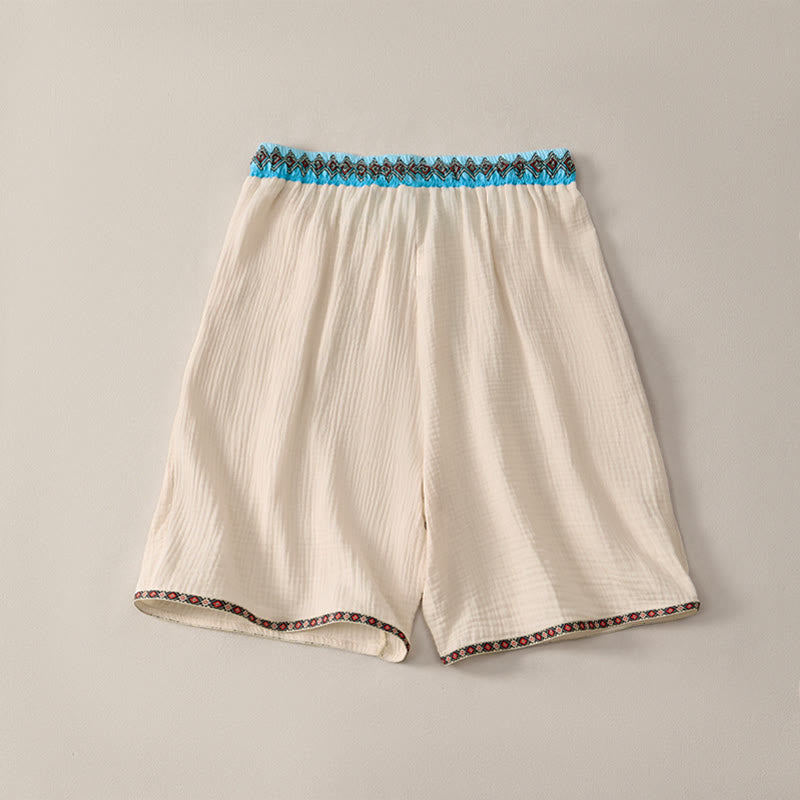 Buddha Stones Summer Boho Casual Drawstring Geometric Bermuda Shorts Men's  With Pockets - image 1
