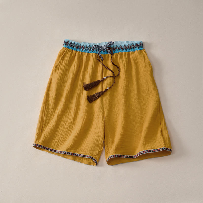 Buddha Stones Summer Boho Casual Drawstring Geometric Bermuda Shorts Men's  With Pockets - Goldenrod - US/UK/AU44, EU54 (3XL) - image 14