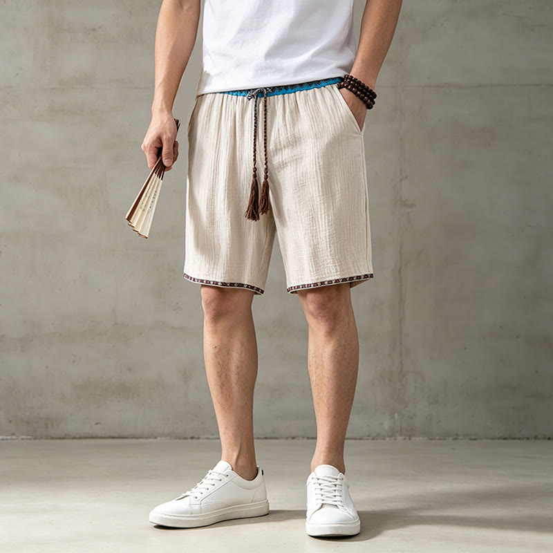 Buddha Stones Summer Boho Casual Drawstring Geometric Bermuda Shorts Men's  With Pockets - image 2