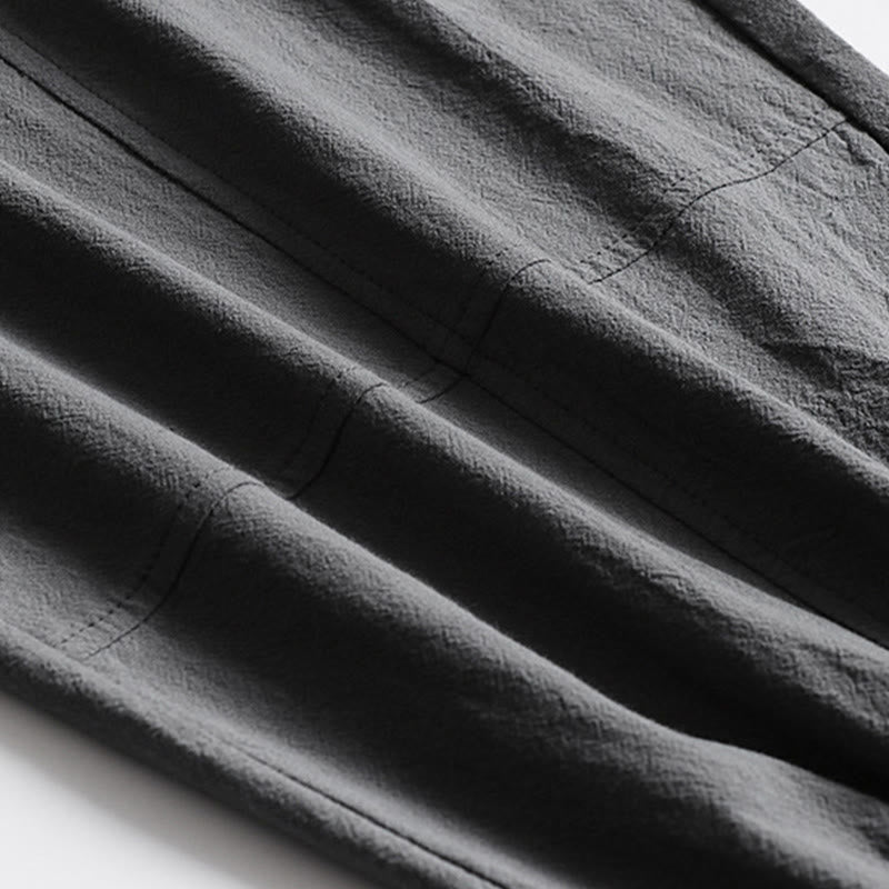 Buddha Stones Summer Casual Drawstring Elastic Waist Solid Ankle Pants Men's Tapered Pants With Pockets - image 7