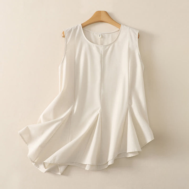 Buddha Stones Summer Minimalist Basic Solid Crew Neck Tank Top Women's Sleeveless T-Shirts - Beige - US8-10, UK/AU12-14, EU40-42 (2XL) - image 5