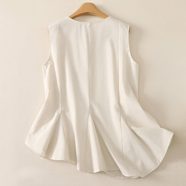 Buddha Stones Summer Minimalist Basic Solid Crew Neck Tank Top Women's Sleeveless T-Shirts - image 6