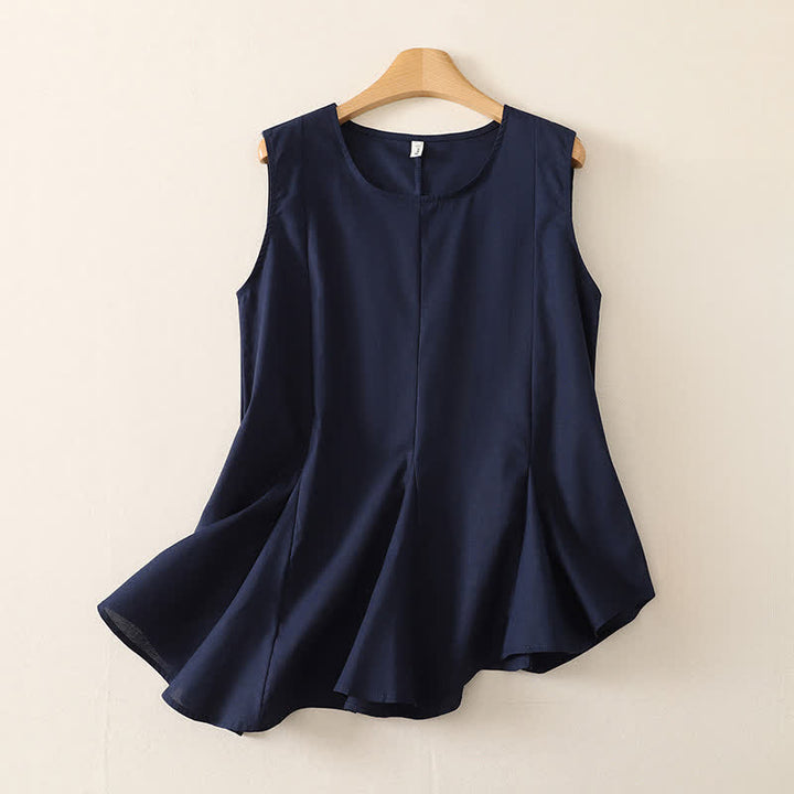 Buddha Stones Summer Minimalist Basic Solid Crew Neck Tank Top Women's Sleeveless T-Shirts - Navy - US8-10, UK/AU12-14, EU40-42 (2XL) - image 0