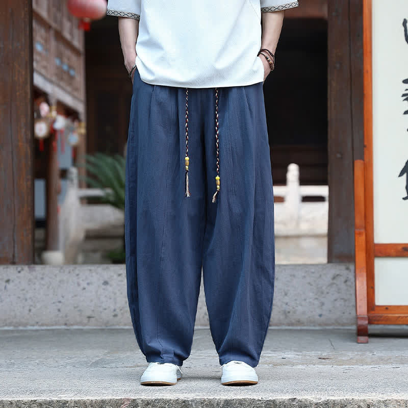 Buddha Stones Summer Casual Minimalist Drawstring Solid Ankle Pants Men's Straight Leg Pants With Pockets - image 12