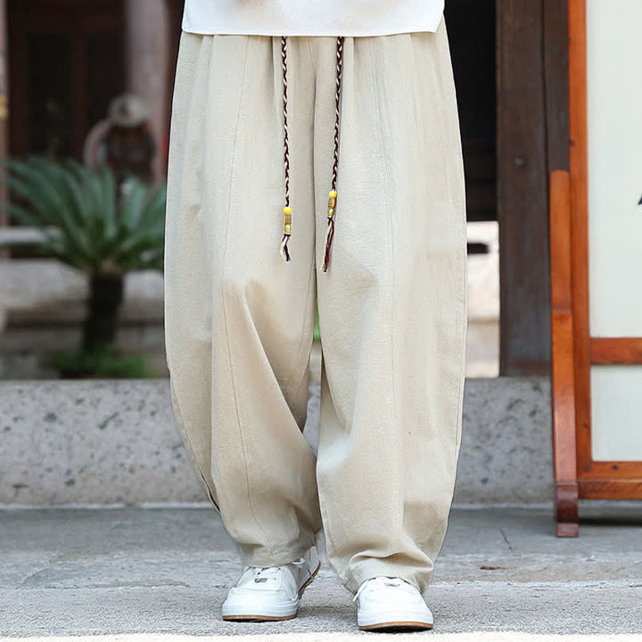 Buddha Stones Summer Casual Minimalist Drawstring Solid Ankle Pants Men's Straight Leg Pants With Pockets - image 4