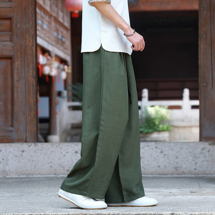 Buddha Stones Summer Casual Minimalist Drawstring Elastic Waist Solid Ankle Pants Men's Straight Leg Pants With Pocket - image 13