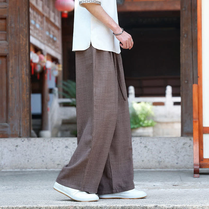 Buddha Stones Summer Casual Minimalist Drawstring Elastic Waist Solid Ankle Pants Men's Straight Leg Pants With Pocket - image 18