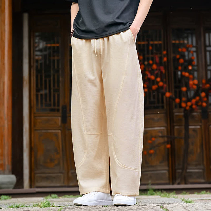 Buddha Stones Summer Casual Minimalist Drawstring Solid Ankle Pants Men's Straight Leg Pants With Pocket - image 5