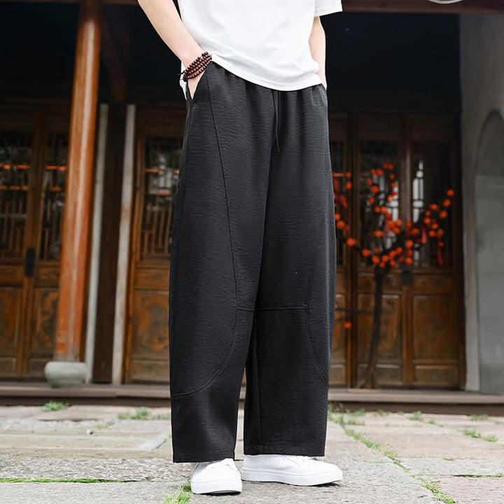Buddha Stones Summer Casual Minimalist Drawstring Solid Ankle Pants Men's Straight Leg Pants With Pocket - image 9