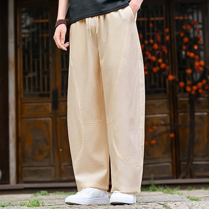 Buddha Stones Summer Casual Minimalist Drawstring Solid Ankle Pants Men's Straight Leg Pants With Pocket - image 2