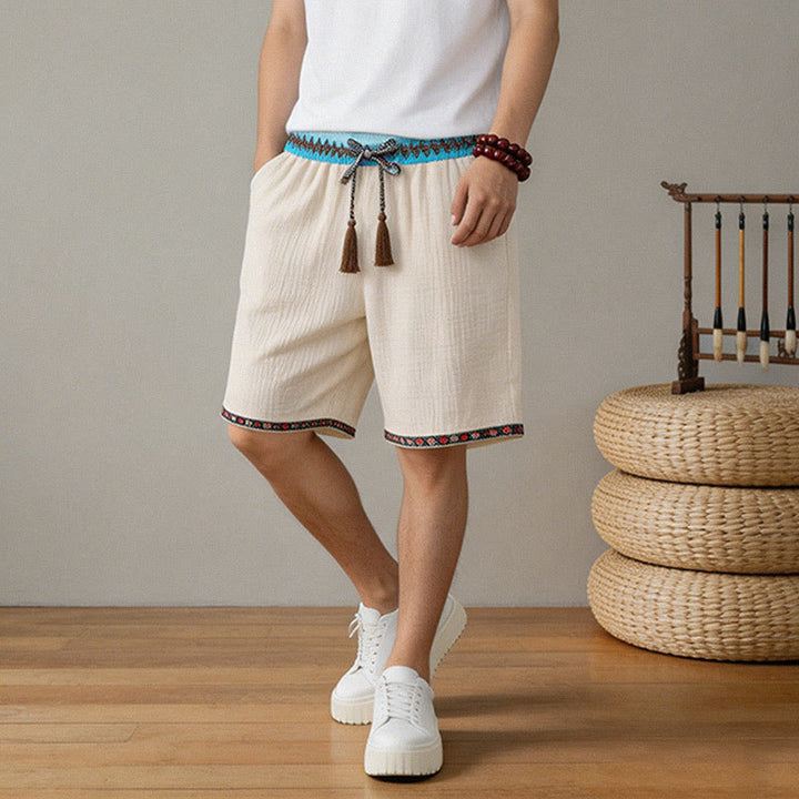 Buddha Stones Summer Boho Casual Drawstring Geometric Bermuda Shorts Men's  With Pockets - image 2
