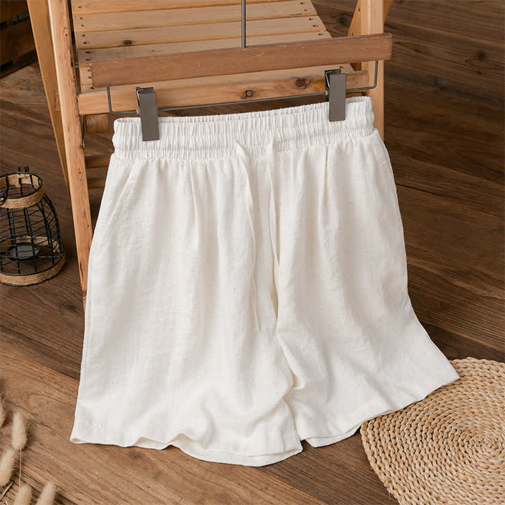 Buddha Stones Summer Casual Minimalist Drawstring Solid Men's Shorts With Pocket - White - US/UK/AU42, EU52 (3XL) - image 6