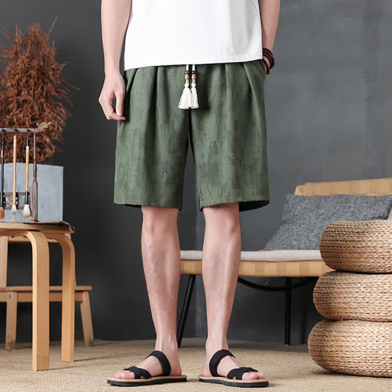 Buddha Stones Summer Casual Minimalist Drawstring Solid Men's Shorts With Pocket - image 1