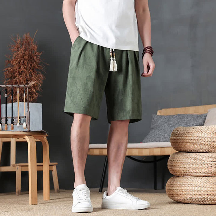 Buddha Stones Summer Casual Minimalist Drawstring Solid Men's Shorts With Pocket - DarkOliveGreen - US/UK/AU46, EU56 (5XL) - image 0