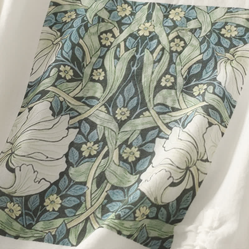 Buddha Stones Summer Casual Vintage Drawstring Abstract Flowers Print Women's Short Sleeve T-Shirts - image 17