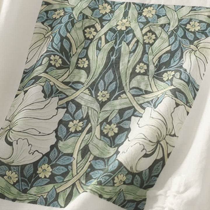 Buddha Stones Summer Casual Vintage Drawstring Abstract Flowers Print Women's Short Sleeve T-Shirts - image 17