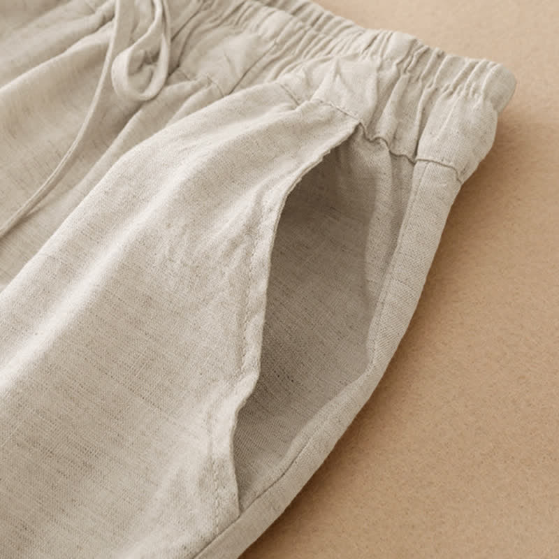 Buddha Stones Summer Casual Drawstring Solid Ruffle Hem Cropped Pants Women's Harem Pants With Pocket - image 13