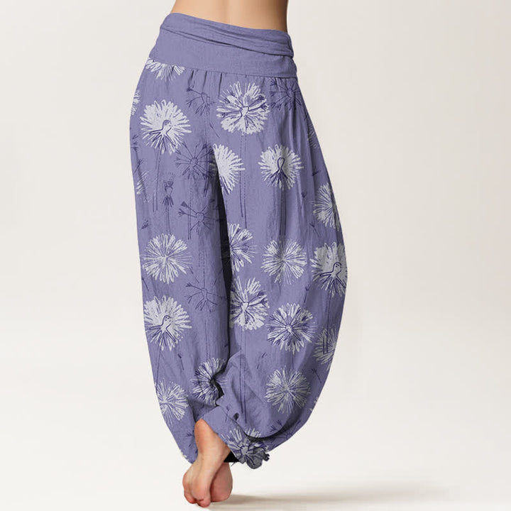 Buddha Stones Pure Cotton Dandelion Burst Pattern Women's Elastic Waist Harem Pants - image 6