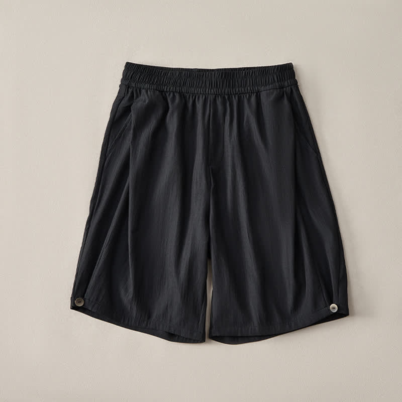 Buddha Stones Summer Casual Minimalist Drawstring Elastic Waist Solid Men's Shorts With Pocket - image 9