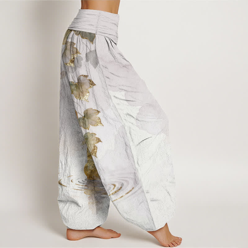 Buddha Stones Cotton Golden Gourd Leaf Pattern Women's Elastic Waist Harem Pants - image 7