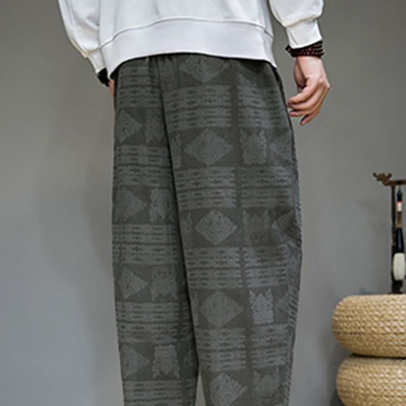 Buddha Stones Spring Summer Casual Vintage Geometric Long Pants Men's Straight Leg Pants With Pockets - image 8