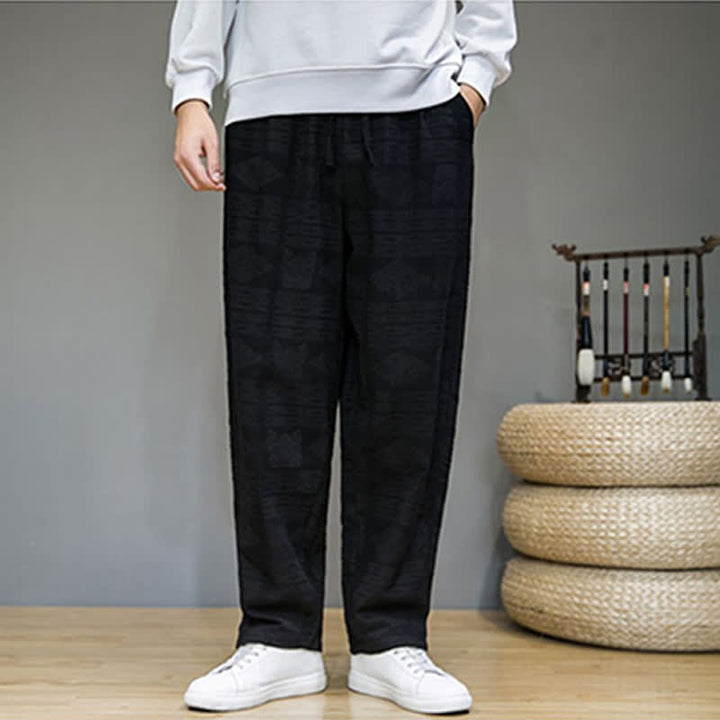 Buddha Stones Spring Summer Casual Vintage Geometric Long Pants Men's Straight Leg Pants With Pockets - image 11
