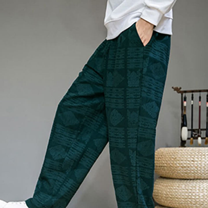 Buddha Stones Spring Summer Casual Vintage Geometric Long Pants Men's Straight Leg Pants With Pockets - image 29