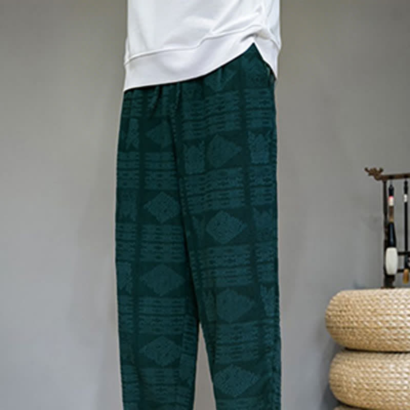 Buddha Stones Spring Summer Casual Vintage Geometric Long Pants Men's Straight Leg Pants With Pockets - image 27