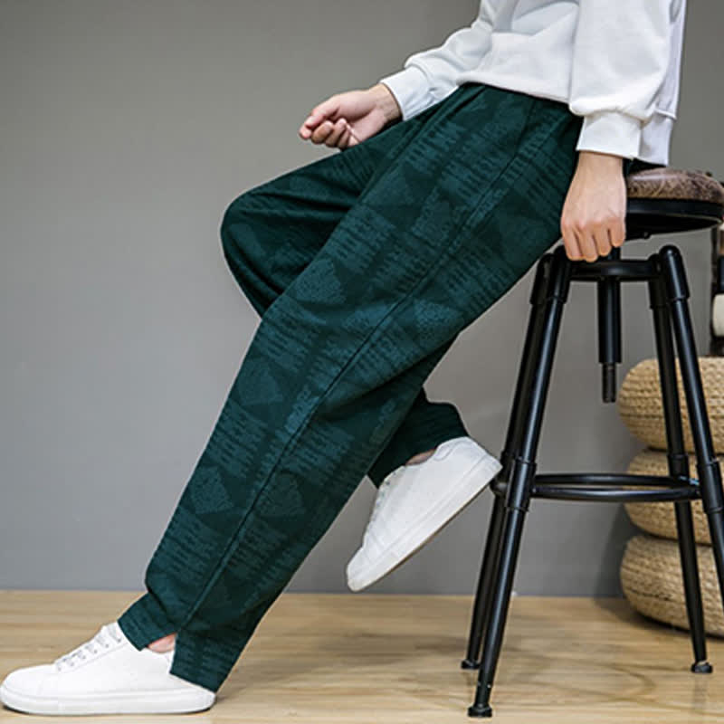 Buddha Stones Spring Summer Casual Vintage Geometric Long Pants Men's Straight Leg Pants With Pockets - image 25