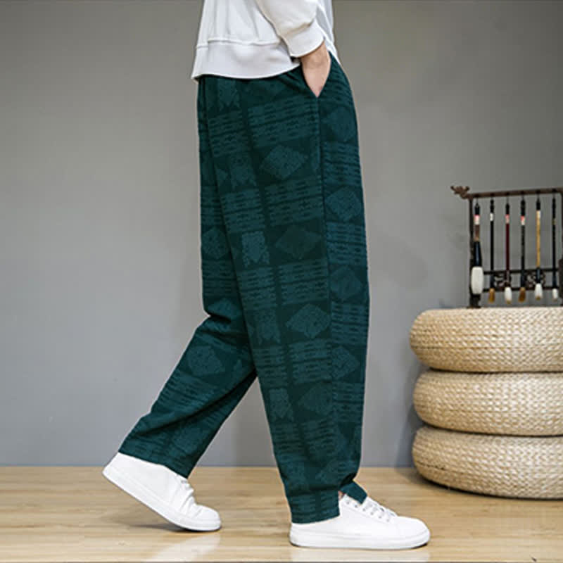 Buddha Stones Spring Summer Casual Vintage Geometric Long Pants Men's Straight Leg Pants With Pockets - image 24