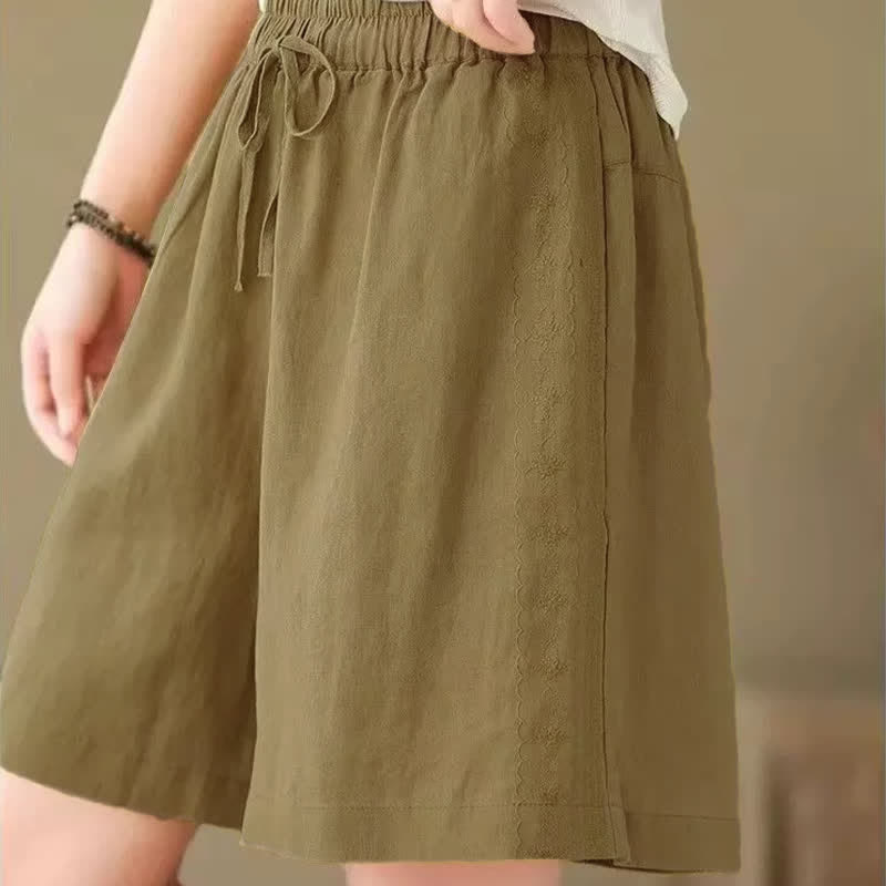 Buddha Stones Summer Casual Drawstring Solid Women's Shorts With Pocket - image 4