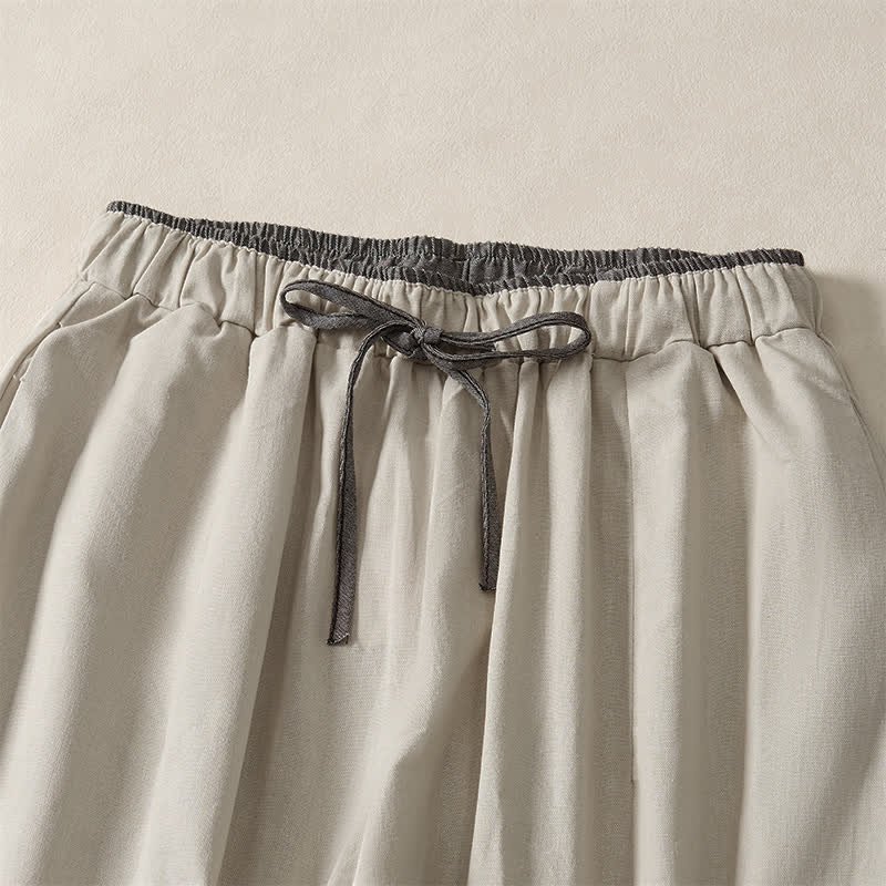 Buddha Stones Summer Casual Minimalist Drawstring Solid Cropped Pants Women's Harem Pants With Pocket - image 16