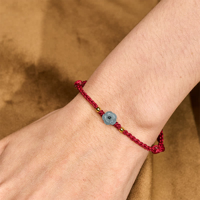 Buddha Stones Jade Flower Red String Blessing Bracelet - image 4