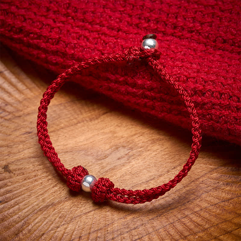Buddha Stones 925 Sterling Silver Bead Red String Blessing Braided Bracelet - Red String(Luck ♥ Faith) - 17-18CM - image 0