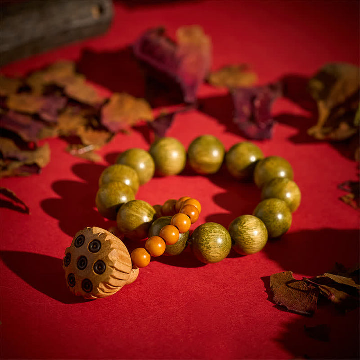 Buddha Stones Green Sandalwood Lotus Pod Healing Hand-Polished Tactile Meditation Beads Decorations - image 3