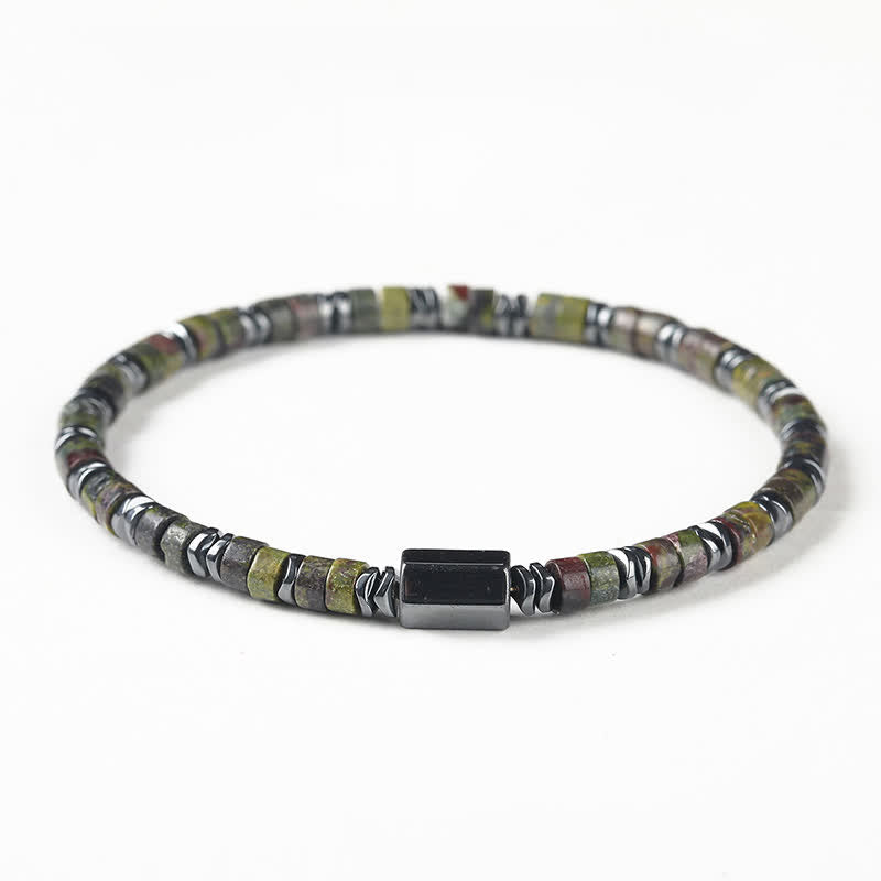Buddha Stones Sodalite Hematite Grounding Cube Spacer Bracelet - Dragon Blood Jasper(Courage ♥ Healing)(Wrist Circumference: 16-17cm) - image 12