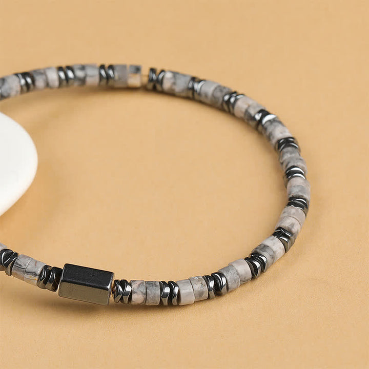 Buddha Stones Sodalite Hematite Grounding Cube Spacer Bracelet - image 4