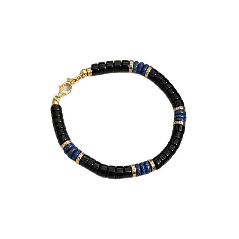 Buddha Stones Lapis Lazuli Black Onyx Truth Cube Bead Bracelet - image 7