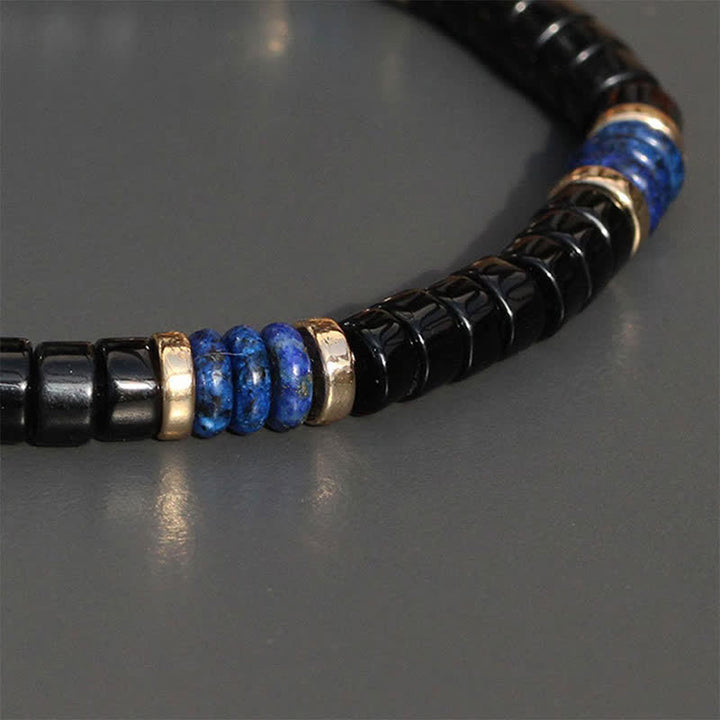 Buddha Stones Lapis Lazuli Black Onyx Truth Cube Bead Bracelet - image 4