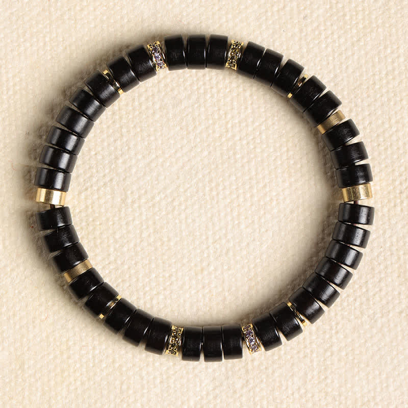 Buddha Stones Red Rosewood Ebony Wood Grounding Barrel Bead Minimalist Bracelet - Ebony Wood(Grounding ♥ Protection) (Wrist Circumference: 15-17cm) - image 9